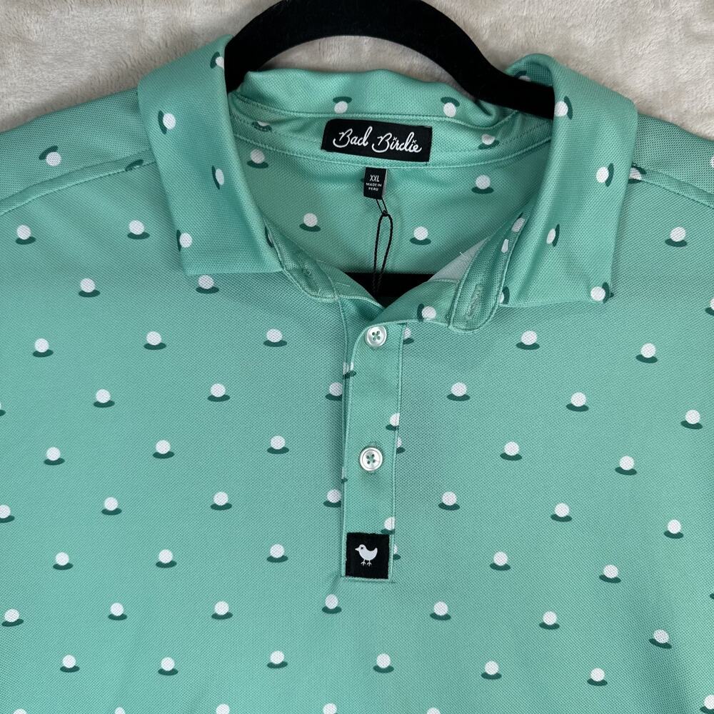 NWT Bad Birdie Aim Point Dusty Jade Men's Pique Polo Golf Shirt Size XXL - Picture 10 of 11